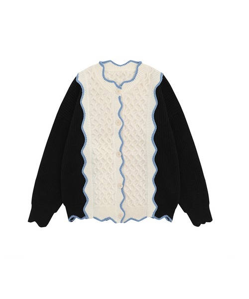 HOOK（フック）の「ビスケット風配色切り替えニットカーディガン (AW)（カーディガン/ボレロ・メンズ・ブラック/ピンク・L/M/XL）」の10枚目の写真
