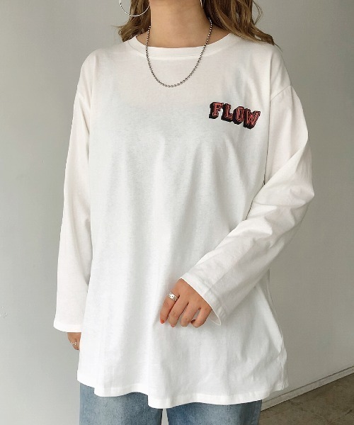 SHEENA(シーナ)の「FLOWbearプリントルーズロンT(Tシャツ/カットソー・レディース・ダークグリーン/ダークグレー/パープル/ホワイト・M)」の5枚目の写真