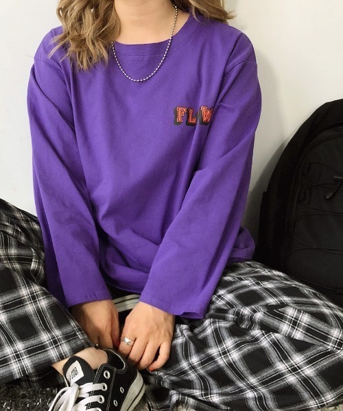 SHEENA(シーナ)の「FLOWbearプリントルーズロンT(Tシャツ/カットソー・レディース・ダークグリーン/ダークグレー/パープル/ホワイト・M)」の10枚目の写真
