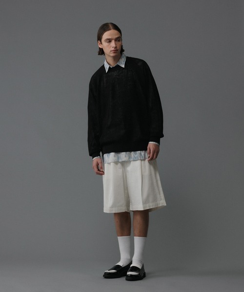 ADAM ET ROPE'(アダムエロペ)の「ホワイト デニム バギー ショーツ / ロングシーズン着用可能(デニムパンツ・メンズ・ホワイト・L/M)」の10枚目の写真