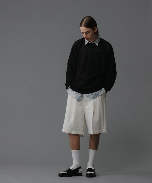 ADAM ET ROPE'(アダムエロペ)の「ホワイト デニム バギー ショーツ / ロングシーズン着用可能(デニムパンツ・メンズ・ホワイト・L/M)」の11枚目の写真