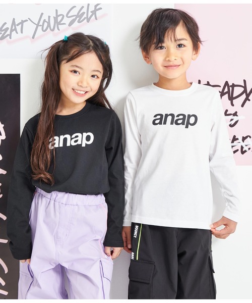 ANAP kids(アナップキッズ)の「anapロゴプリントロンT長袖Tシャツ(Tシャツ/カットソー・キッズ・ブラック/ホワイト/ラベンダー・120cm/130cm/110cm/100cm)」の3枚目の写真