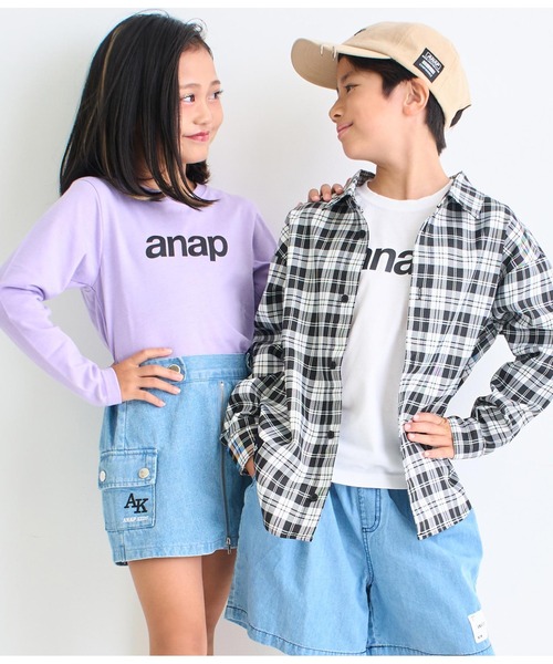 ANAP kids(アナップキッズ)の「anapロゴプリントロンT長袖Tシャツ(Tシャツ/カットソー・キッズ・ブラック/ホワイト/ラベンダー・120cm/130cm/110cm/100cm)」の11枚目の写真