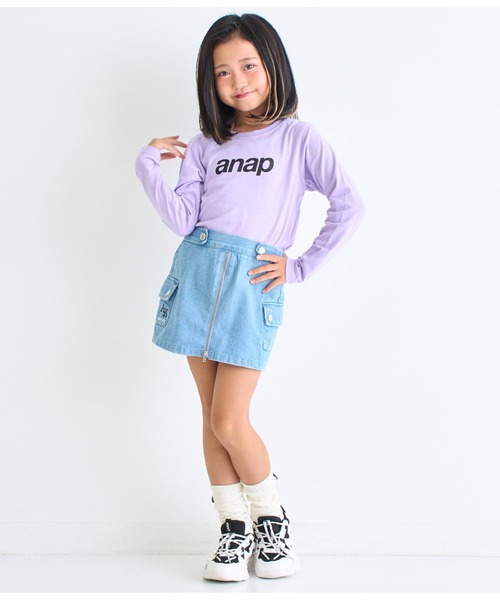 ANAP kids(アナップキッズ)の「anapロゴプリントロンT長袖Tシャツ(Tシャツ/カットソー・キッズ・ブラック/ホワイト/ラベンダー・120cm/130cm/110cm/100cm)」の5枚目の写真