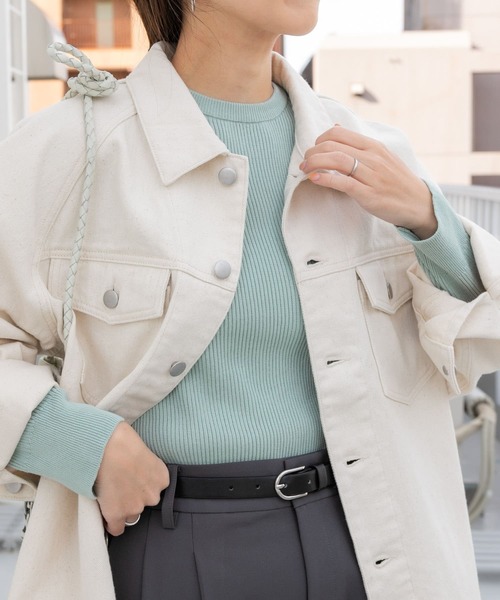 URBAN RESEARCH DOORS(アーバンリサーチドアーズ)の「ハイツイストコットンリブニット(ニット/セーター・レディース・アイボリー/ミント/ネイビー・MEDIUM)」の3枚目の写真