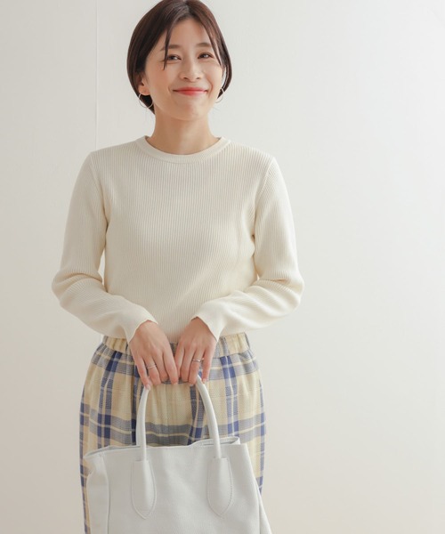 URBAN RESEARCH DOORS(アーバンリサーチドアーズ)の「ハイツイストコットンリブニット(ニット/セーター・レディース・アイボリー/ミント/ネイビー・MEDIUM)」の6枚目の写真