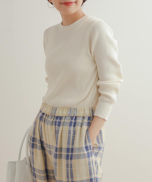 URBAN RESEARCH DOORS(アーバンリサーチドアーズ)の「ハイツイストコットンリブニット(ニット/セーター・レディース・アイボリー/ミント/ネイビー・MEDIUM)」の9枚目の写真