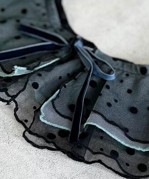 CALMIA（カルミア）の「ドットチュールフリルカラー（kids/FREE）（付け襟・キッズ・ブラック/オレンジ・FREE）」の3枚目の写真