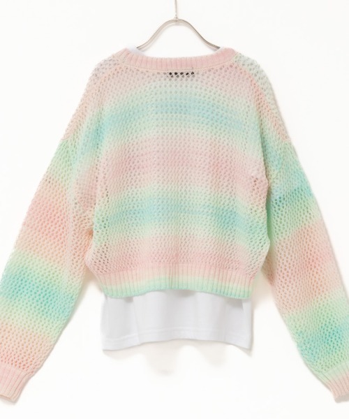 RICH MIX（リッチミックス）の「RICH MIX リッチミックス グラデーションメッシュカーディガン＋TシャツSET アンサンブル（アンサンブル・キッズ・ピンク系その他/パープル系その他・160/150/140/130/120）」の5枚目の写真