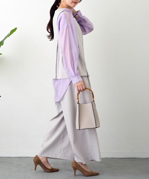 NICOLE white(ニコルホワイト)の「バンブーハンドル2WAY BAG(ハンドバッグ・レディース・パープル/ライトグレー・FREE)」の14枚目の写真