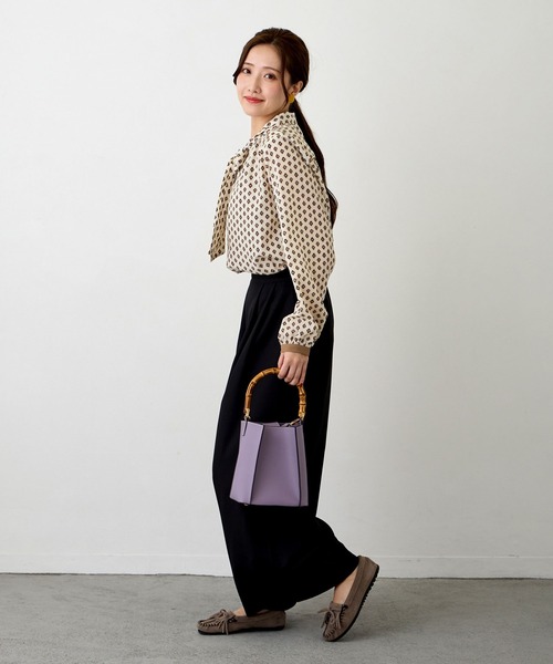 NICOLE white(ニコルホワイト)の「バンブーハンドル2WAY BAG(ハンドバッグ・レディース・パープル/ライトグレー・FREE)」の16枚目の写真