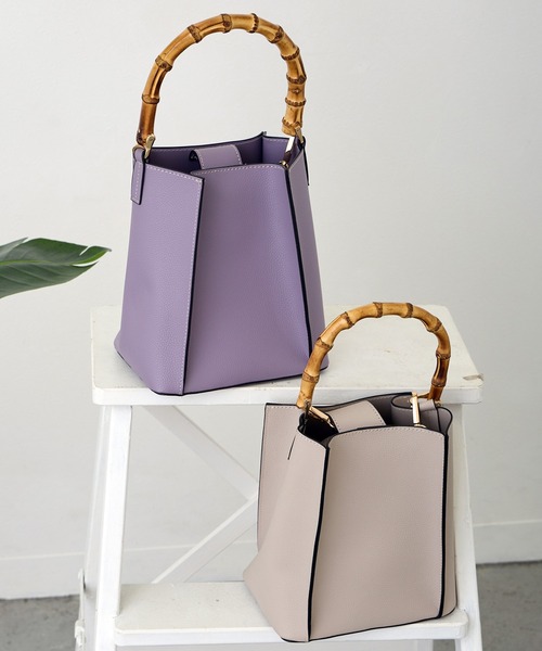 NICOLE white(ニコルホワイト)の「バンブーハンドル2WAY BAG(ハンドバッグ・レディース・パープル/ライトグレー・FREE)」の17枚目の写真