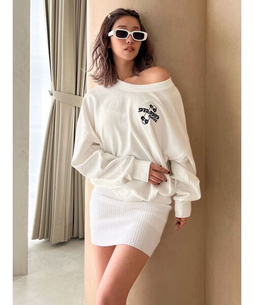 GYDA（ジェイダ）の「ラインパイルニット スカートライクショートパンツ（スカート・レディース・オフホワイト/ブラック・FREE）」の11枚目の写真