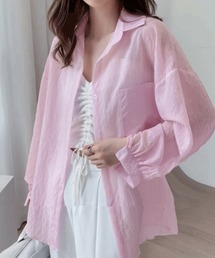 ストライプ ブラウス シアーシャツ 夏服