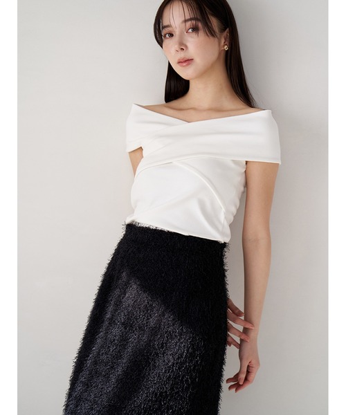 Stylevoice for xxx(スタイルヴォイスフォー)の「フェザータイトロングスカート(スカート・レディース・オフホワイト/ブラック・FREE)」の9枚目の写真