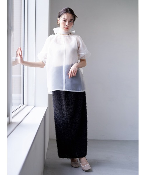 Stylevoice for xxx(スタイルヴォイスフォー)の「フェザータイトロングスカート(スカート・レディース・オフホワイト/ブラック・FREE)」の10枚目の写真