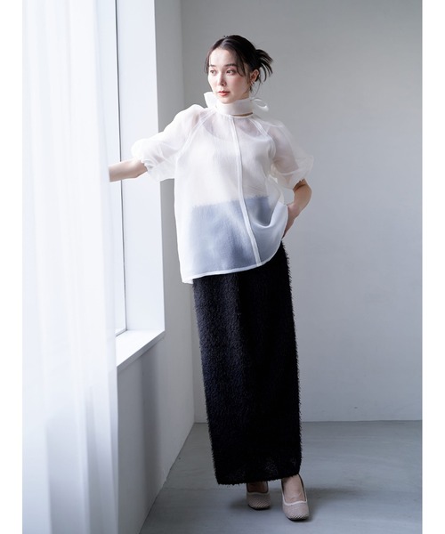 Stylevoice for xxx(スタイルヴォイスフォー)の「フェザータイトロングスカート(スカート・レディース・オフホワイト/ブラック・FREE)」の11枚目の写真