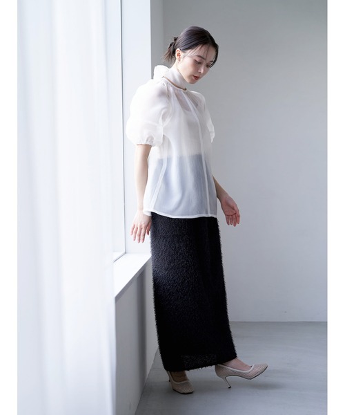 Stylevoice for xxx(スタイルヴォイスフォー)の「フェザータイトロングスカート(スカート・レディース・オフホワイト/ブラック・FREE)」の13枚目の写真