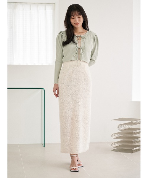 Stylevoice for xxx(スタイルヴォイスフォー)の「フェザータイトロングスカート(スカート・レディース・オフホワイト/ブラック・FREE)」の20枚目の写真