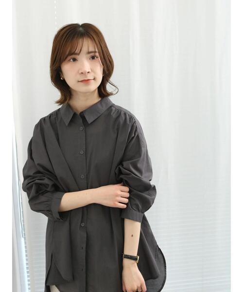 Samansa Mos2 blue（サマンサモスモスブルー）の「【軽やかコットン】シャツチュニック（シャツ/ブラウス・レディース・サックスブルー/チャコールグレー/シルバーグレー・F）」の2枚目の写真