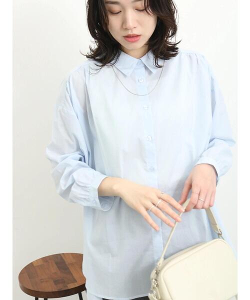 Samansa Mos2 blue（サマンサモスモスブルー）の「【軽やかコットン】シャツチュニック（シャツ/ブラウス・レディース・サックスブルー/チャコールグレー/シルバーグレー・F）」の4枚目の写真