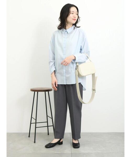 Samansa Mos2 blue（サマンサモスモスブルー）の「【軽やかコットン】シャツチュニック（シャツ/ブラウス・レディース・サックスブルー/チャコールグレー/シルバーグレー・F）」の14枚目の写真