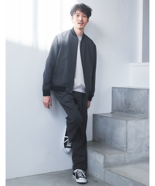 THE SHOP TK （ザ ショップ ティーケー ）の「◆【セットアップ可】シャークスキンリブブルゾン（ブルゾン・メンズ・ブラック/ネイビー/ベージュ・04/03/02）」の8枚目の写真