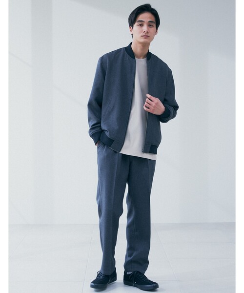 THE SHOP TK （ザ ショップ ティーケー ）の「◆【セットアップ可】シャークスキンリブブルゾン（ブルゾン・メンズ・ブラック/ネイビー/ベージュ・04/03/02）」の9枚目の写真