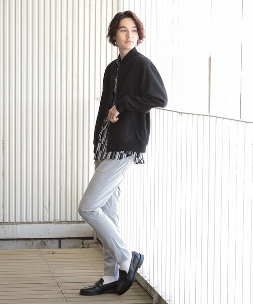 THE SHOP TK （ザ ショップ ティーケー ）の「◆【セットアップ可】シャークスキンリブブルゾン（ブルゾン・メンズ・ブラック/ネイビー/ベージュ・04/03/02）」の13枚目の写真