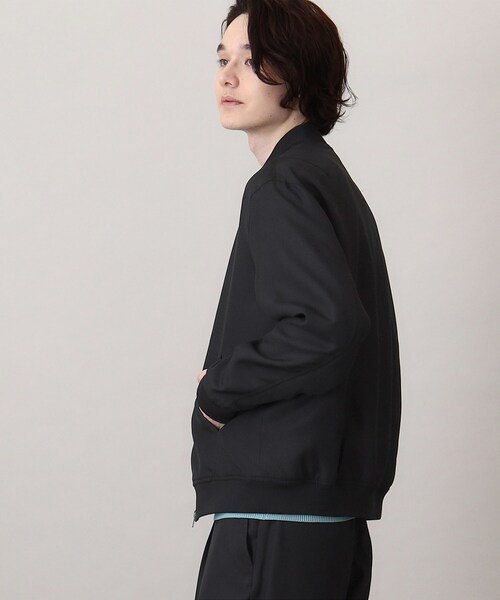 THE SHOP TK （ザ ショップ ティーケー ）の「◆【セットアップ可】シャークスキンリブブルゾン（ブルゾン・メンズ・ブラック/ネイビー/ベージュ・04/03/02）」の4枚目の写真