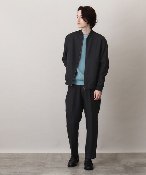 THE SHOP TK （ザ ショップ ティーケー ）の「◆【セットアップ可】シャークスキンリブブルゾン（ブルゾン・メンズ・ブラック/ネイビー/ベージュ・04/03/02）」の6枚目の写真