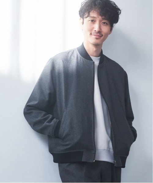 THE SHOP TK （ザ ショップ ティーケー ）の「◆【セットアップ可】シャークスキンリブブルゾン（ブルゾン・メンズ・ブラック/ネイビー/ベージュ・04/03/02）」の3枚目の写真