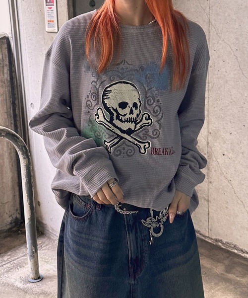 sedacle（セダクル）の「スカルプリントワッフルロンT（Tシャツ