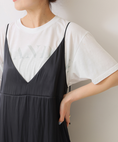 Spick & Span(スピックアンドスパン)の「LIVE AND LET Tシャツ(Tシャツ/カットソー・レディース・チャコールグレー/ホワイト・FREE)」の2枚目の写真