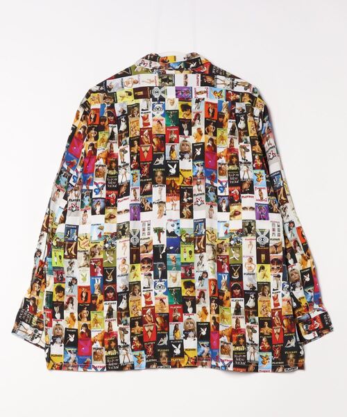 PLAYBOY(プレイボーイ)の「PLAYBOY / プレイボーイ 100 COVER SHIRT レーヨンブロード オープンカラー 総柄シャツ(シャツ/ブラウス・メンズ・ブラック/その他1・MEDIUM/LARGE)」の3枚目の写真