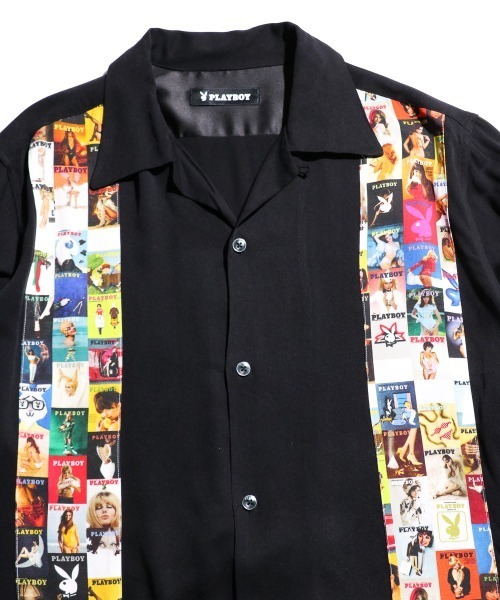 PLAYBOY(プレイボーイ)の「PLAYBOY / プレイボーイ 100 COVER SHIRT レーヨンブロード オープンカラー 総柄シャツ(シャツ/ブラウス・メンズ・ブラック/その他1・MEDIUM/LARGE)」の15枚目の写真