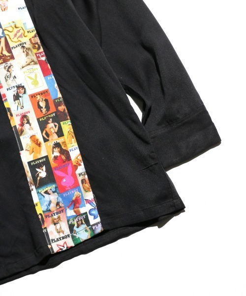 PLAYBOY(プレイボーイ)の「PLAYBOY / プレイボーイ 100 COVER SHIRT レーヨンブロード オープンカラー 総柄シャツ(シャツ/ブラウス・メンズ・ブラック/その他1・MEDIUM/LARGE)」の16枚目の写真