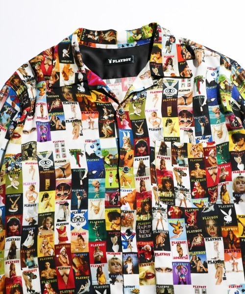 PLAYBOY(プレイボーイ)の「PLAYBOY / プレイボーイ 100 COVER SHIRT レーヨンブロード オープンカラー 総柄シャツ(シャツ/ブラウス・メンズ・ブラック/その他1・MEDIUM/LARGE)」の7枚目の写真