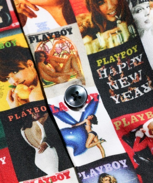 PLAYBOY(プレイボーイ)の「PLAYBOY / プレイボーイ 100 COVER SHIRT レーヨンブロード オープンカラー 総柄シャツ(シャツ/ブラウス・メンズ・ブラック/その他1・MEDIUM/LARGE)」の9枚目の写真
