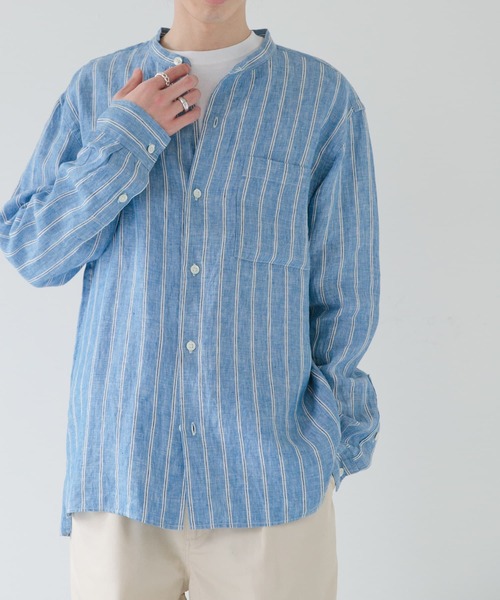 FORK&SPOON（フォークアンドスプーン）の「FORK&SPOON　フレンチリネンロングスリーブシャツ（シャツ/ブラウス・メンズ・ブラック/ストライプ/チェック・4/5）」の10枚目の写真