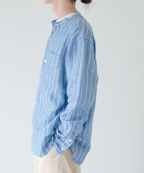 FORK&SPOON（フォークアンドスプーン）の「FORK&SPOON　フレンチリネンロングスリーブシャツ（シャツ/ブラウス・メンズ・ブラック/ストライプ/チェック・4/5）」の11枚目の写真