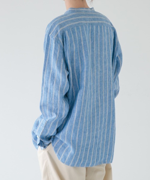 FORK&SPOON（フォークアンドスプーン）の「FORK&SPOON　フレンチリネンロングスリーブシャツ（シャツ/ブラウス・メンズ・ブラック/ストライプ/チェック・4/5）」の12枚目の写真