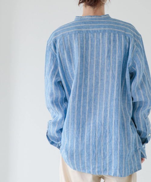 FORK&SPOON（フォークアンドスプーン）の「FORK&SPOON　フレンチリネンロングスリーブシャツ（シャツ/ブラウス・メンズ・ブラック/ストライプ/チェック・4/5）」の13枚目の写真