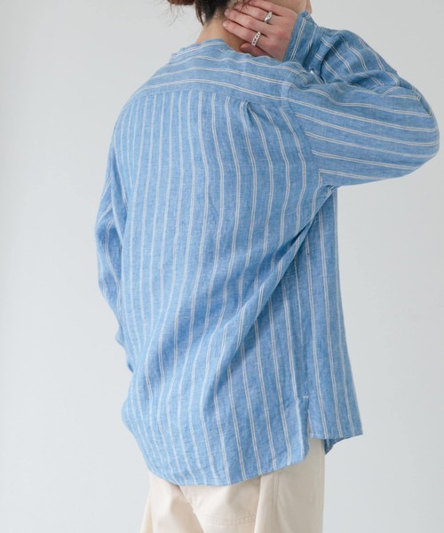 FORK&SPOON（フォークアンドスプーン）の「FORK&SPOON　フレンチリネンロングスリーブシャツ（シャツ/ブラウス・メンズ・ブラック/ストライプ/チェック・4/5）」の14枚目の写真