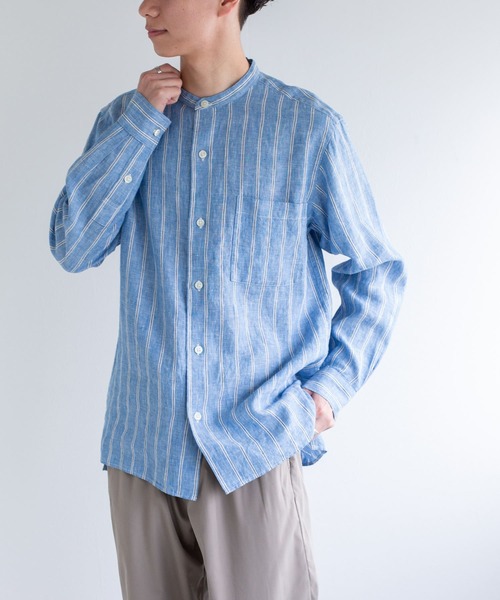 FORK&SPOON（フォークアンドスプーン）の「FORK&SPOON　フレンチリネンロングスリーブシャツ（シャツ/ブラウス・メンズ・ブラック/ストライプ/チェック・4/5）」の18枚目の写真