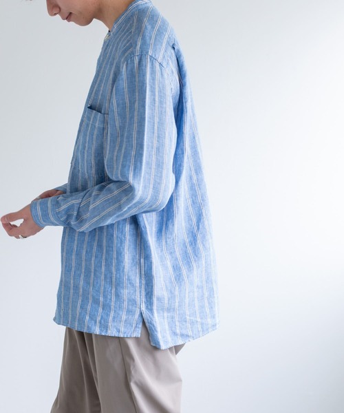 FORK&SPOON（フォークアンドスプーン）の「FORK&SPOON　フレンチリネンロングスリーブシャツ（シャツ/ブラウス・メンズ・ブラック/ストライプ/チェック・4/5）」の19枚目の写真