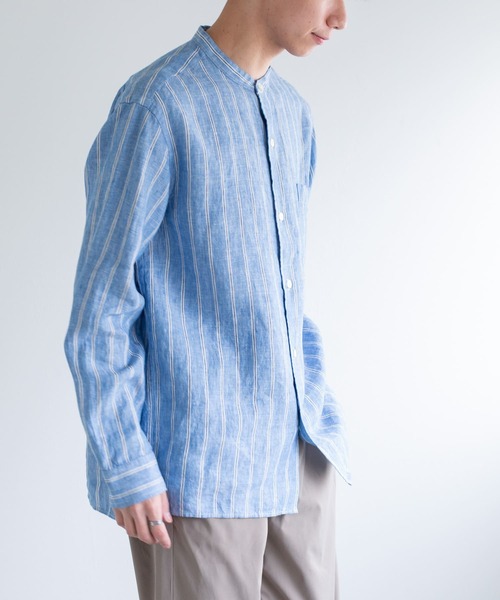 FORK&SPOON（フォークアンドスプーン）の「FORK&SPOON　フレンチリネンロングスリーブシャツ（シャツ/ブラウス・メンズ・ブラック/ストライプ/チェック・4/5）」の21枚目の写真