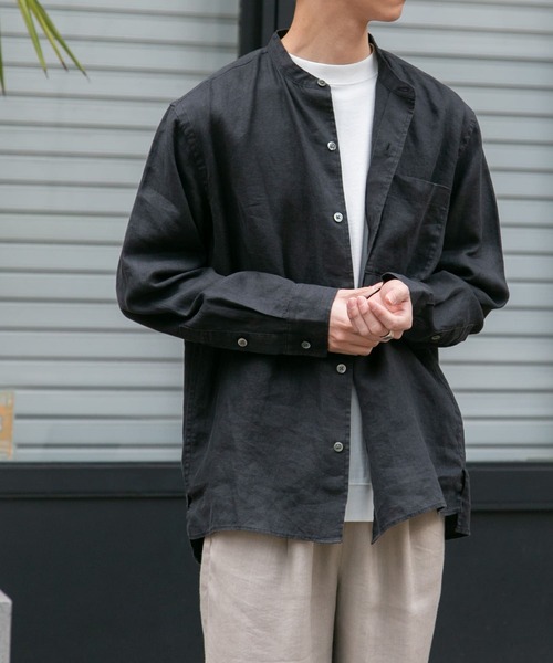 FORK&SPOON（フォークアンドスプーン）の「FORK&SPOON　フレンチリネンロングスリーブシャツ（シャツ/ブラウス・メンズ・ブラック/ストライプ/チェック・4/5）」の22枚目の写真