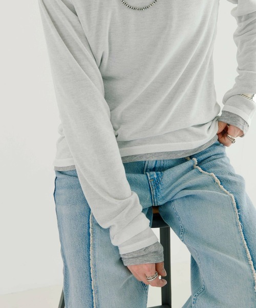 URBAN RESEARCH（アーバンリサーチ）の「レイヤードカットソー（Tシャツ/カットソー・レディース・グレー系その他/イエロー系その他/ホワイト系その他・FREE）」の12枚目の写真