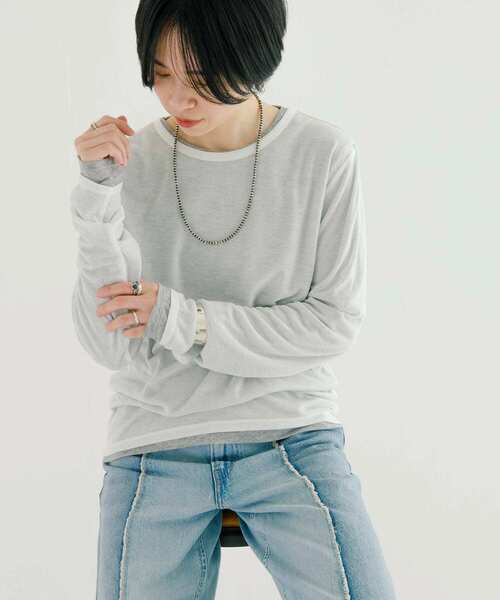 URBAN RESEARCH（アーバンリサーチ）の「レイヤードカットソー（Tシャツ/カットソー・レディース・グレー系その他/イエロー系その他/ホワイト系その他・FREE）」の13枚目の写真